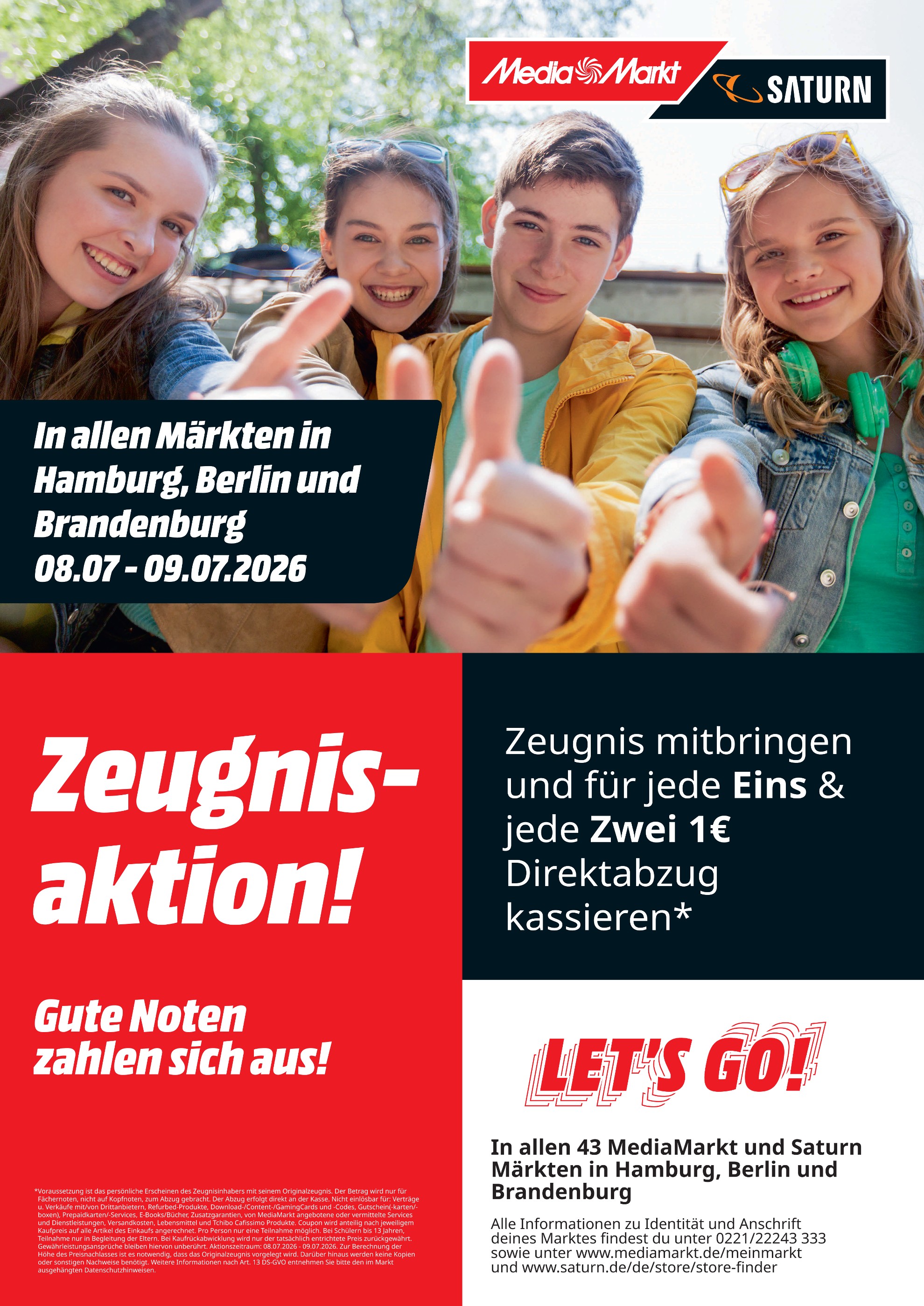 Aktueller MediaMarkt Saturn Prospekt, "Zeugnisaktion!", mit Angeboten der Woche, gültig von 08.07.2026 bis 08.07.2026